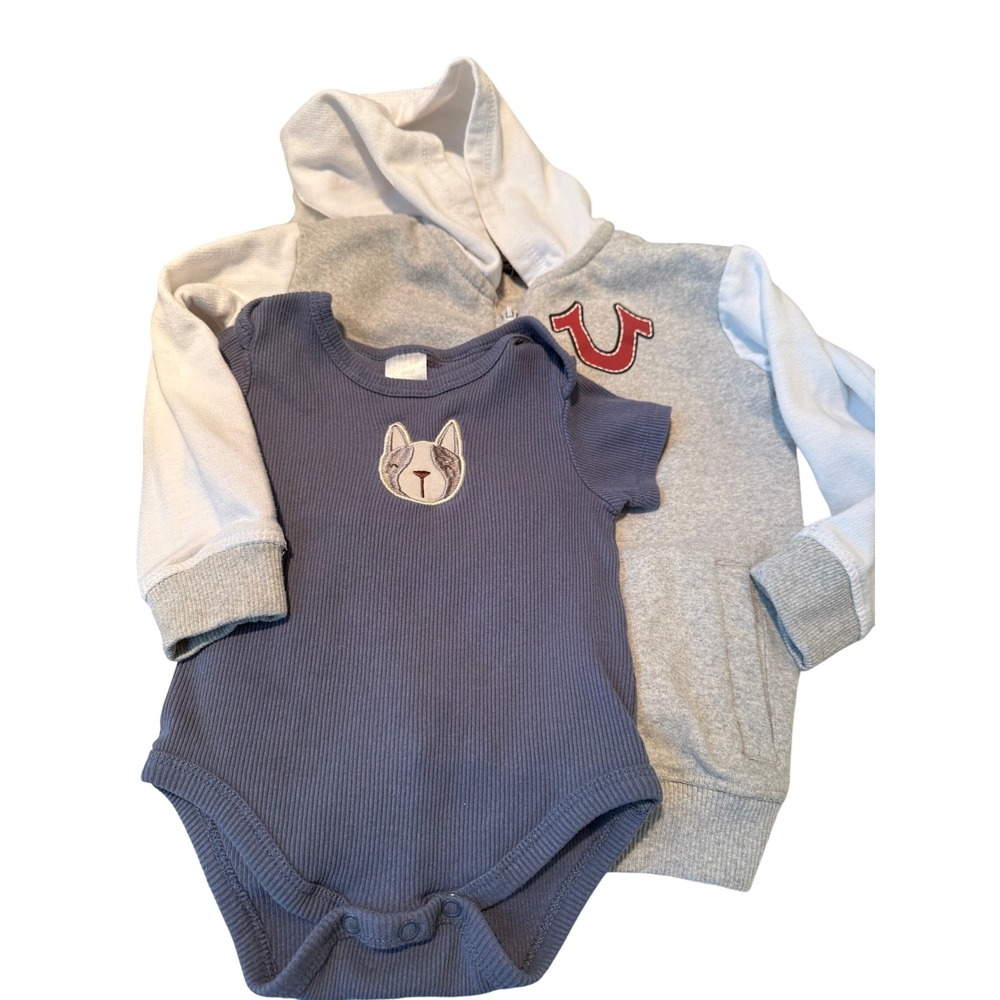 True Religion Kids 4T Zip Up Hoodie + Onesie with Frenchie Cute Hip‎ Hop - Picture 3 of 5